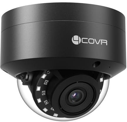 4COVR 5MP PoE Dome-Kamera Außen, DLY54AB5MA | Kabelgebundene Überwachungskamera mit Mikrofon, (IK10/IP67), KI-Erkennung, 30m Nachtsicht, 2.8mm Linse Schwarz (Kein PTZ)