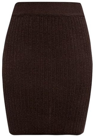 Generisch Avec H Jupe d'hiver pour femme Jupe en tricot Taille haute Jupe midi décontractée Hiver Jupe crayon Coupe ajustée Jupe décontractée Porte Affiche, café, XL