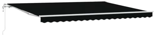 vidaXL Einziehbare Markise Schwarz 450 x 300 cm Stoff, Moderner Rechteckiger Terrassensonnenschutz, ausziehbare Lösung, Verstellbarer UV-Schutz, Gartendach