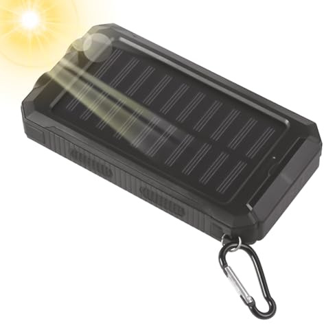 Batteria wireless – Caricatore solare portatile | Caricabatterie per telefono a ricarica rapida con torcia integrata, 20000 mAh per attività all'aperto, fonte portatile per campeggio, escursionismo