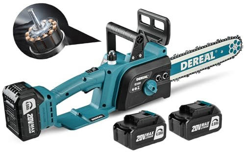 Tronçonneuse électrique Sans Fil 30cm, 2 Batteries 4 Ah, 7,9 M/S, 100 Coupes, 20 V, Portative Et Compacte, Pour La Coupe Du Bois, Bleue