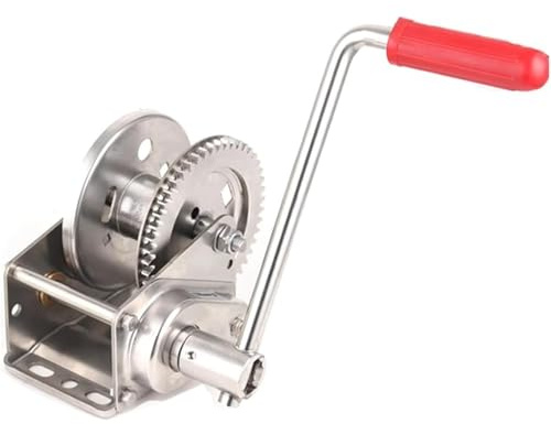 Treuil manuel robuste de 1 500 kg avec engrenage à cliquet bidirectionnel en acier inoxydable pour remorque et bateau. Fonctionnement manuel, construction en métal durable, corde non incluse