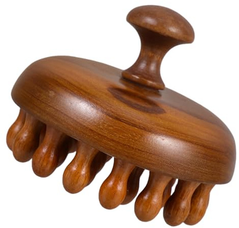 DECOMELODY Holz Kopfhautmassagekamm Scheibenform Mit Breiten Runden Zähnen Natürliches Massagegerät Für Kopfhaut Und Haarpflege Sanft Ergonomisch Shampoo Bürste Für Entspannende Kopfhautmassage