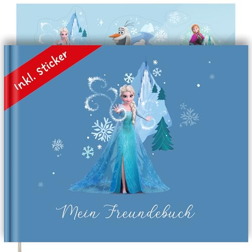 PRINTHOUSE ELSA Freundebuch Kindergarten Mädchen Inkl. Sticker - Offiziell Lizensiertes Disney Produkt - Freundschaftsbuch Kindergarten Freundebuch Mädchen Meine Kindergartenfreunde Buch DinA5