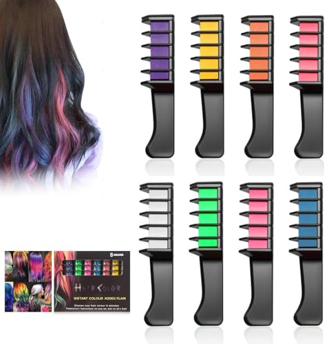 2026 Nouveaux Peignes à Craie Pour Cheveux à Paillettes Temporaires, Teinture De Couleur De Cheveux Lavable Pour Anniversaire, Noël, Cadeaux De Fête Pour Adolescentes (8 Couleurs)