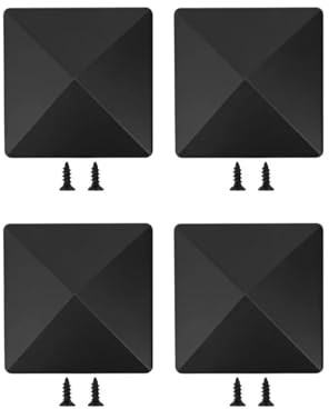 Lot de 12 capuchons poteau clôture pré-percés en plastique noir, pyramide for poteaux 10 x cm, protection extérieur, fournitures jardin pour Clôture