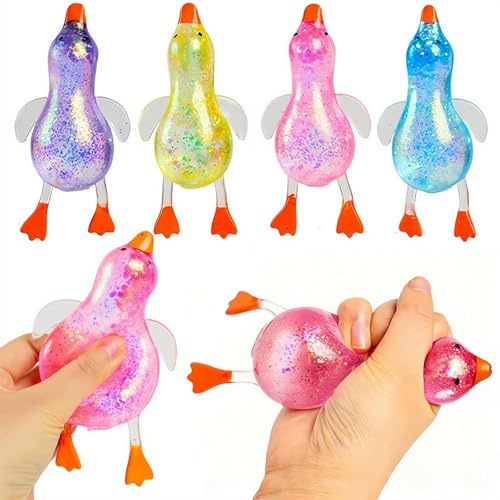 Balle anti-stress en forme de canard à paillettes, balle de sucre douce anti-stress, ultra spongieuse et malléable, reprise lente, relaxante et sensorielle pour soulager l'anxiété