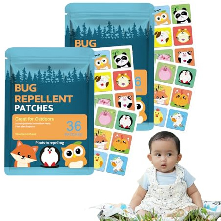 Paquete de 36 parches repelentes de mosquitos para niños y adultos – Pegatinas repelentes de mosquitos naturales para niños – Parches repelentes de insectos Paquete de 36 pegatinas a (2 bolsas)
