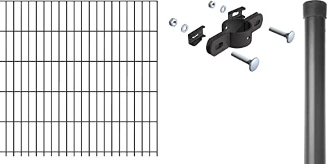 Alberts 632922 Einstab-Gittermatten-Anbauset | Typ 8/6/4 | anthrazit | 2000 x 750 mm