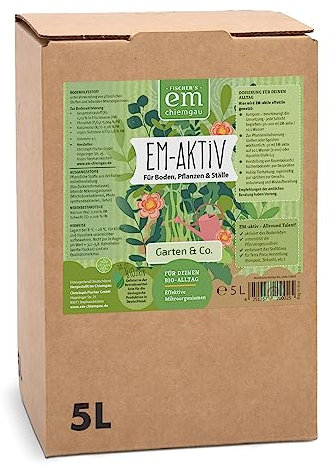EM-Chiemgau Effektive Mikroorganismen EM-aktiv Bodenaktivator Wurzelaktivator [Anwendungsfertig] Flüssiger Kompostbeschleuniger & Bodenhilfsstoff für Pflanzen, Obst & Gemüse - 5 L