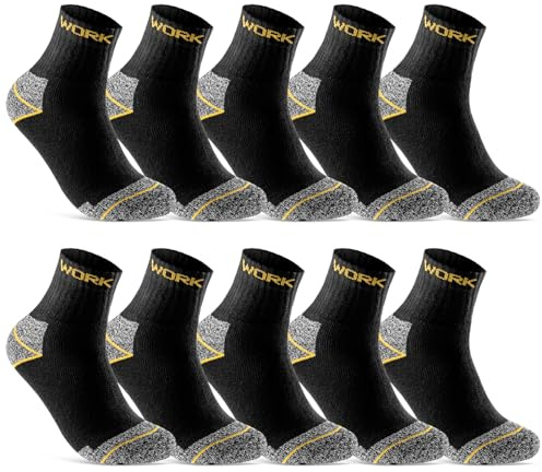 10 | 20 Paar kurze Arbeitssocken Herren Kurzsocken Baumwolle WORK Socken 10202 (Schwarz/Grau Meliert 10 Paar 43-46)
