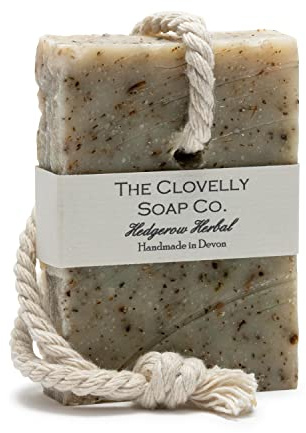 Clovelly Soap Co Natural Handmade Soap on a rope bar (Comfrey Lavender & Nettle 100g) For all skin types