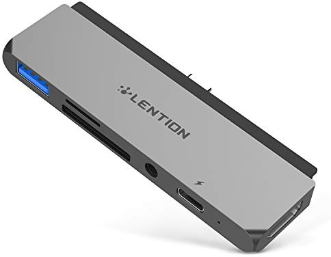 LENTION USB C Multi-Port Hub with 4K HDMI, USB 3.0, SD/Micro SD Card Readers, Power Delivery & 3.5mm Aux Adapter Compatible with 2025-2016 MacBook Pro/Mac Air, New iPad Pro 11/12.9 (CS17, Space Gray)