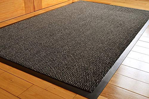TrendMakers DOOR MATS MEDIUM LARGE (GREY & BLACK) DIRT TRAPPER BARRIER MAT RUBBER EDGED HEAVY DUTY NON SLIP KITCHEN ENTRANCE HALL RUNNER RUG MATS 60X160CM (2ft x 5ft3) | POLYPROPYLENE PILE