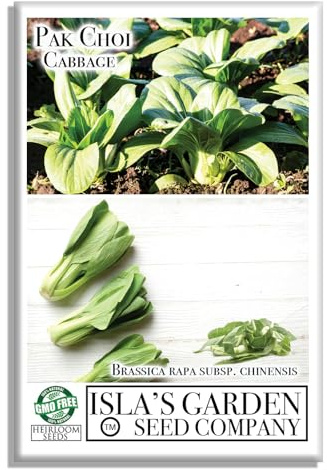 Pak Choi Cabbage Seeds for Planting, 500+ Heirloom Seeds Per Packet, (Isla's Garden Seeds), Non GMO Seeds, Botanical Name: Brassica rapa subsp. chinensi, Great Home Garden Gift