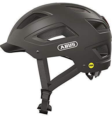 ABUS Stadthelm Hyban 2.0 MIPS - Fahrradhelm mit Rücklicht, ABS-Hartschale, Aufprallschutz - für Damen und Herren - Titan Matt, Größe XL