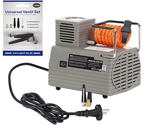 Sport-Tec Ballkompressor PM250, 220 V, 4 bar, inkl. Universal Ventil-Set, 5-TLG.