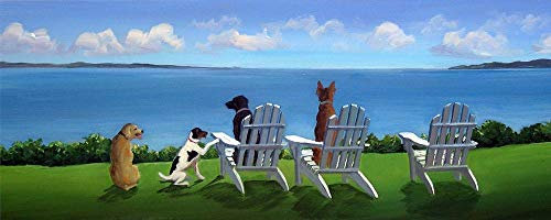 Feeling at home LEINWANDDRUCK im SCHATTENFUGENRAHMEN Welpen mit Blick Saxe Carol - Meer horizontal Kunstbilder im Holzrahmen cm_40_X_101