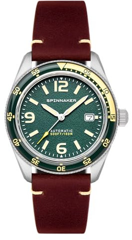Spinnaker Herren 43mm Fleuss Automatik Lagoon Green Uhr mit Echtlederband SP-5055-0C