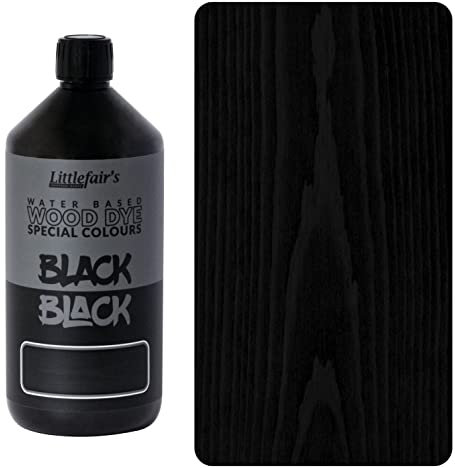 Littlefair's Holzbeize auf Wasserbasis - (Schwarz Schwarz) - ungiftig, umweltfreundlich und schnell trocknend - Einfach aufzutragende, konzentrierte Formel für alle Holzarten - 1 LTR
