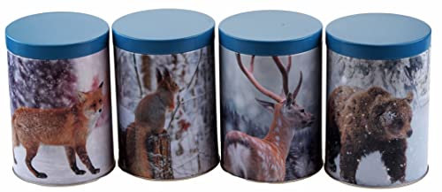 Blue Whale Gifts Storage Tins - Tea Coffee Biscuits - Christmas Winter Wildlife Designs (Set of 4)