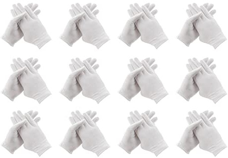 # Weiße Baumwollhandschuhe Weiß Baumwolle Arbeitshandschuhe Für Trockene Hände Und Schönheit Hydrating 12 Paar (Weiß, Einheitsgröße)