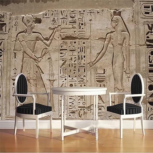 GIVLWF Papier Peint Intissé de Sculpture Sur Pierre De Pharaon De L'Égypte Ancienne, Écriture égyptienne Antique Panoramique Déco Mural - pour Salon Chambre D'enfant Décoration Murale 250 x 175 cm