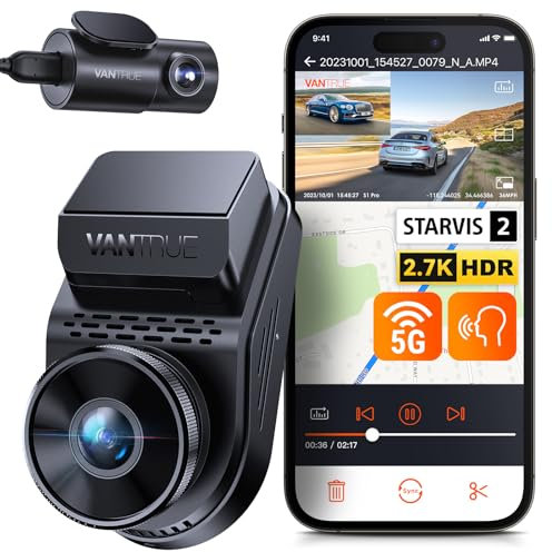 VANTRUE S1 Pro Dashcam Auto Vorne Hinten 2,5K+1080P, 60FPS Dash Cam mit 5GHz WiFi & GPS, Dual STARVIS 2 Auto Kamera mit Parküberwachung, Nachtsicht, G-Sensor, Loop-Aufnahme, APP Steuerung, Max 512GB