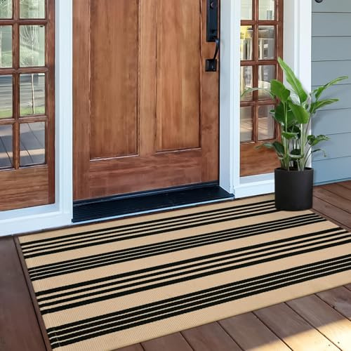 OJIA Front Door Mat 24x51, Machine Washable Porch Rug Outdoor Door Mat Striped Entryway Rugs Indoor Outdoor Rugs Cotton Woven Entry Rug for Kitchen/Bathroom/Farmhouse/Home Entrance