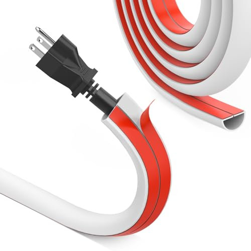 REFLYING Mini Cable Trunking, Half Round Cable Cover, Single Cable Tidy, Self Adhesive Tape Cable Duct to Hide 1 Wire, Flexible Cord Cover for Wires on Wall Floor, White, 15mm×10mm - 2 Meters