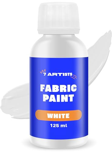7 Artists Textilfarbe Weiß 125 ml – Stoffmalfarben Waschfest für Kleidung, Sneaker & Leder | Permanent Textilfarbe Waschmaschinenfest | Stofffarbe ohne Bügeln für T-Shirt, Jeans & Taschen