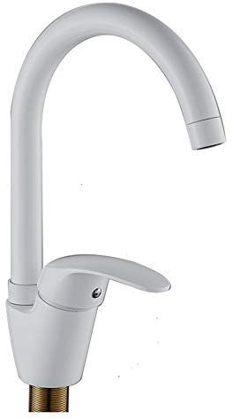 Weißer Wasserhahn, 360 ° drehbar, Küchenarmatur, Einhebel-Spültischarmatur, Hebelmischer, Wasserauslauf, Kranmontage, hoher Messing-Küchenspülenhahn, WhiteFaucet