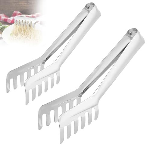 INHEMING 2 Stück Edelstahl Spaghetti Zange,Bistro Nudelzange,Nudeln Pasta Clip,Robuste Spaghettizange für Buffets, Catering-Events und Partys