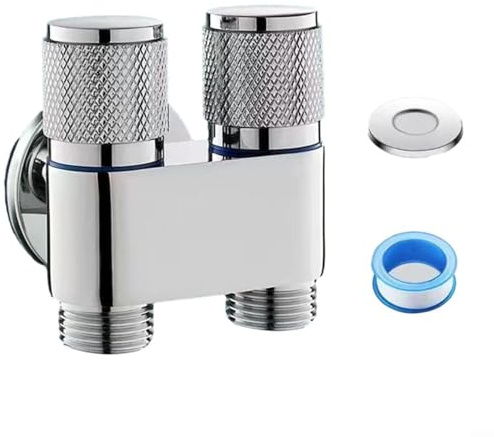 Sileduove Umstellventil Dusche Absperrventil 2 Wege Y Verteiler, G1/2 1 In Two Out Double Control Waschmaschine Wasserhahn Toilette Dreiecksventil In Die Wand für Garten, Küchenspüle, Duschkopf(Black)