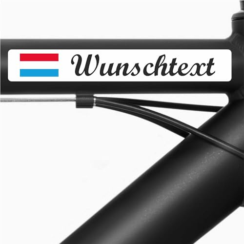INDIGOS UG - Fahrradaufkleber Rahmen Luxemburg - glatt - Fahne Aufkleber selbst gestalten - 13 Flaggen mit Wunschtext personalisiert - Namensaufkleber - Sport, Rennen - Fahrradrennen