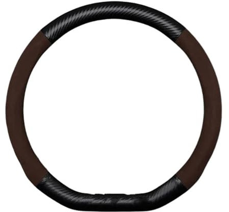 Lenkradhüllen Für KIA Für Rio Kein Geruch Dünne Fell Leder Carbon Lenkrad Abdeckung Lenkrad Schutzhülle(D Shape-Brown)