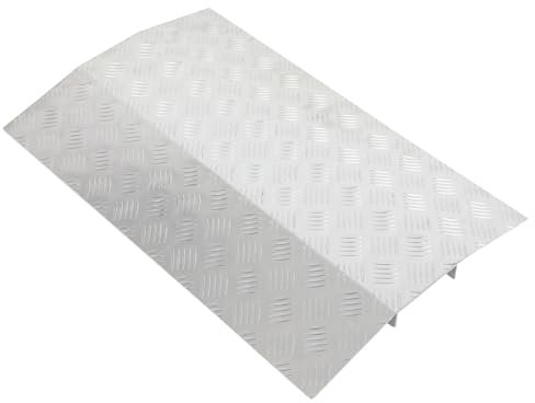 SCITOO 70,1 cm B x 43,7 cm L Rollstuhlrampe, Brückenschwellen-Rampe, Aluminium, 362,9 kg Tragkraft, mit Stützrahmen und rutschfester Oberfläche, Türrampe für Türen, Rollstühle, Treppen, Lieferwagen,