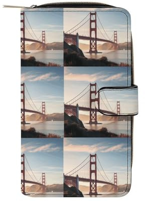 LQWOK Portefeuille, portefeuille imprimé Golden Gate Bridge, portefeuille de voyage, portefeuille durable, portefeuille portable, portefeuille universel, portefeuille en cuir, Golden Gate Bridge, 19,7