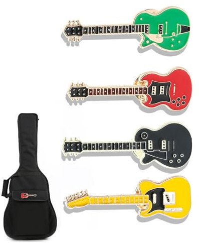 Zeayebsr 4 Pcs Broche De Guitarra Pin De Guitarra Eléctrica Pin Conjunto De Alfileres Musicales Insignias De Instrumentos Para Solapa Para Camisa Suéter Chaqueta Mochila，pin，pines