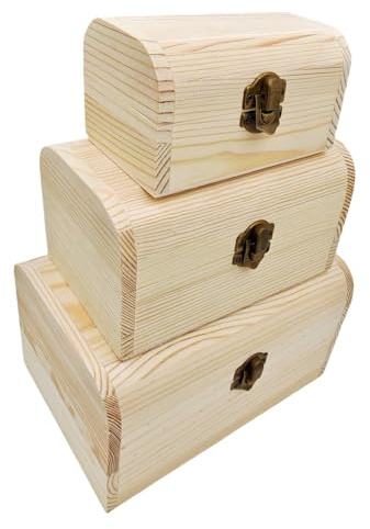 Holzkisten in Bogenform, 3 Stück, kleine Aufbewahrungsbox aus Holz, 3 Größen, für Schmuck und Souvenirs, rustikaler Schreibtisch-Organizer