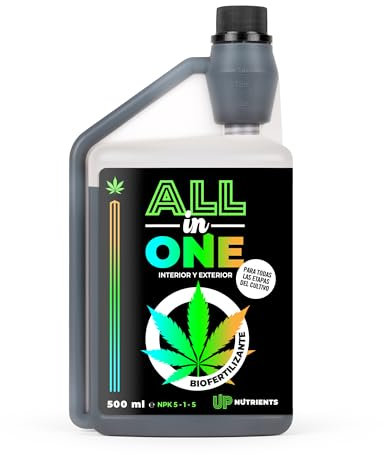 UP NUTRIENTS Fertilizzante ALL IN ONE Cannabis Interno ed Esterno 500 ml - Concime Piante NPK 5-1-5 Tutte le Fasi Crescita e Fioritura - 100% Biologico - Spedizione Discreta