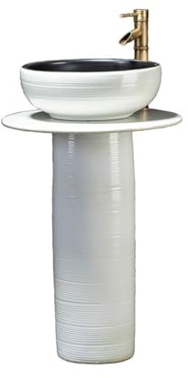 uotmui Pedestal Sink Vanity Home Bathroom Ceramic Column Washbasin Outdoor Courtyard Floor-standing Washbasin Bathroom Pedestal Sink