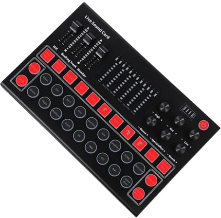 Hemobllo Carte Son en Direct Multifonctionnelle M9 pour Streaming et Enregistrement, Mixeur Audio Portable Puce Dsp, Changement de Voix, Compatible PC et Smartphones, Éclairage LED Coloré