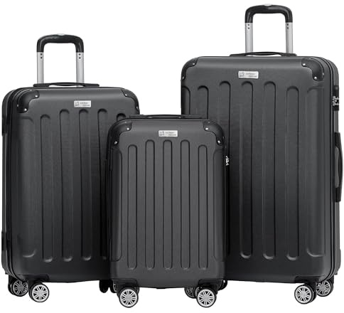 ANTHONY JACKSON 3 Piece ABS Luggage Set – Lightweight Suitcases with Spinner Wheels – 3 Different Sizes – TSA Lock – Hard Shell Travel Luggage for Men & Women