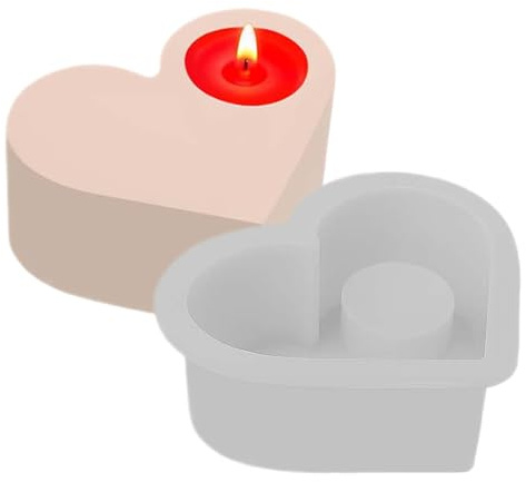 Molde De Silicona Amor | Moldes para Resina de Portavelas en Forma de Corazón de San Valentín para Vela de Tea | para Manualidades Artesanales, Decoración del Hogar, Familia, Amigos, Bodas y