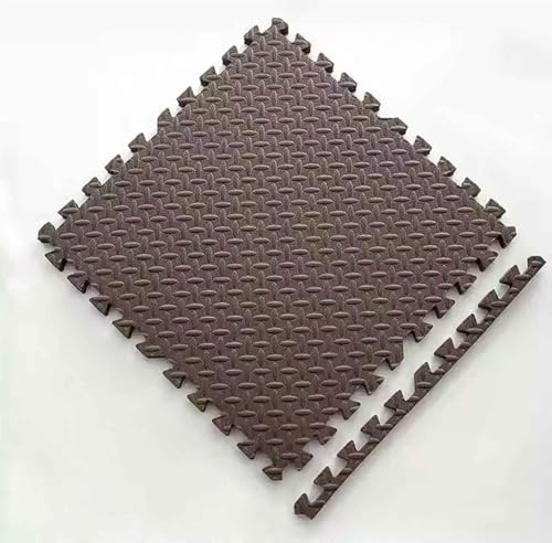 Ineinandergreifende Schaumstoff-Bodenmatten, weich, 30 x 30 x 1,2 cm (9 Matten), rutschfeste Bodenschutzmatten für Zuhause, Training und Übung(Braun)