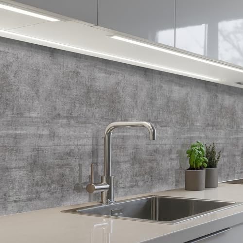 KitchenYeah© Spritzschutz Küchenrückwand Selbstklebend Küche Rückwand | 60x300 cm - Küchenwand Wand Küchenfront Verkleidung Küchenspritzschutz Beton - Muster - Antik