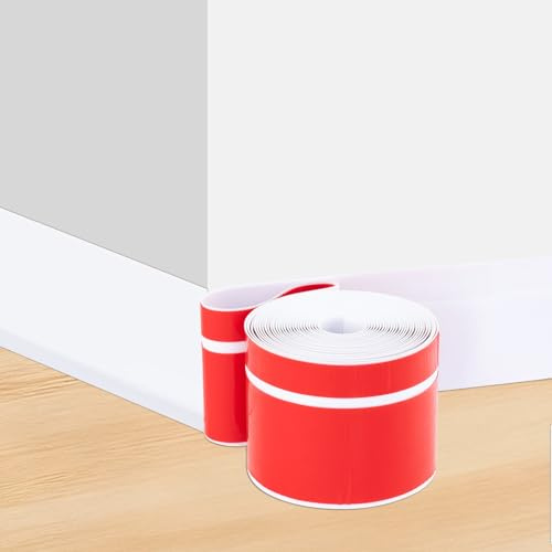 5m Self Adhesive Skirting Board - Flexible & No Drill 7cm (5cm+2cm) White - Gap Cover for Uneven Walls & Corners - Easy Peel & Stick for Tiles, Wallpaper - Kitchen, Bathroom, Living Room