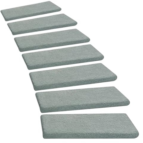 ZNJAMN Alfombra Antideslizante para Escaleras 14 Protectores de Alfombra for escaleras Interior, Suaves y Redondeados, con Cinta Antideslizante para Escalones De Madera
