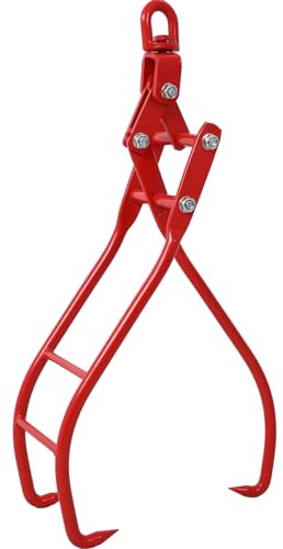 XTevu Log Grapple, 36 in 3-Claw Logging Tongs Timber Grabber, Forged Steel Log Lifter, 3000 lb Capacity, Powder Coated Red, for Skid Steer Tractor ATV Truck Log Skidding
